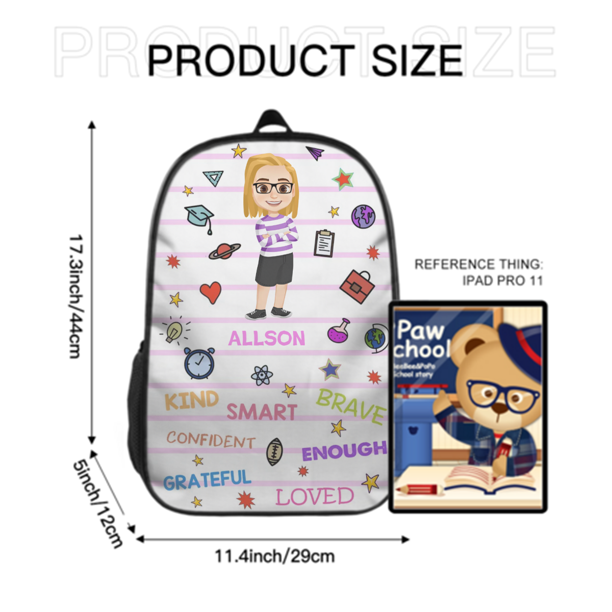 I'm Kind Smart Brave Confident - Gift For Kids, Back To School Gift - Personalized Canvas Backpack