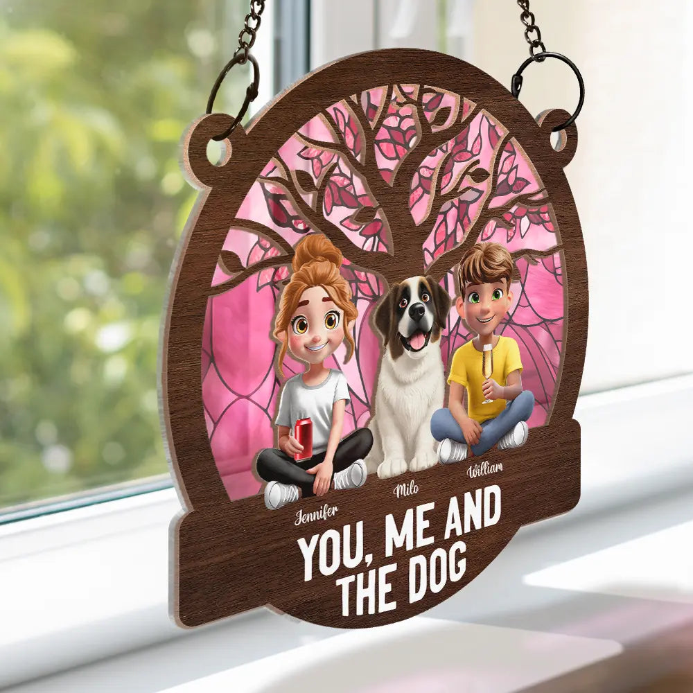 Seasons Of The Year You, Me And The Dog - Personalized Window Hanging Suncatcher Ornament