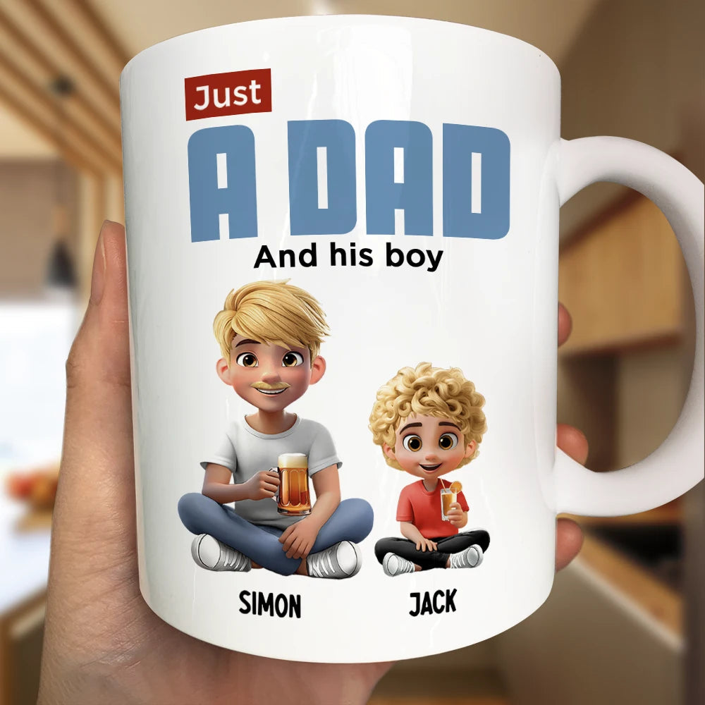 Just A Dad And His Girl 3D Cartoon - Personalized Mug