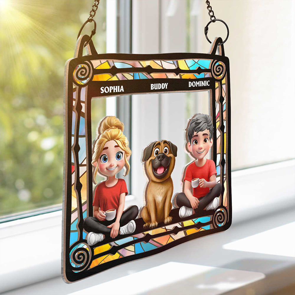 Lovely Dog Couples - Personalized Window Hanging Suncatcher Ornament
