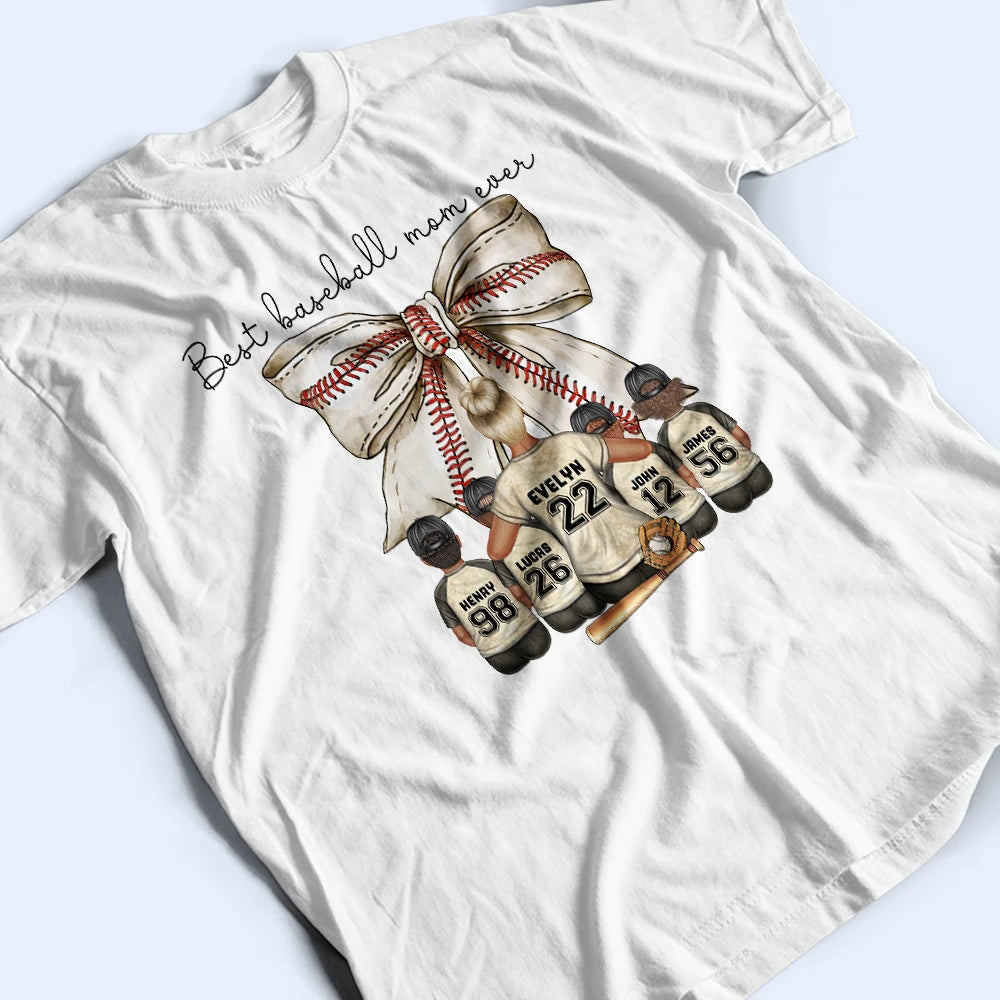 Best Baseball Mom Ever Coquette Bow - Personalized T Shirt