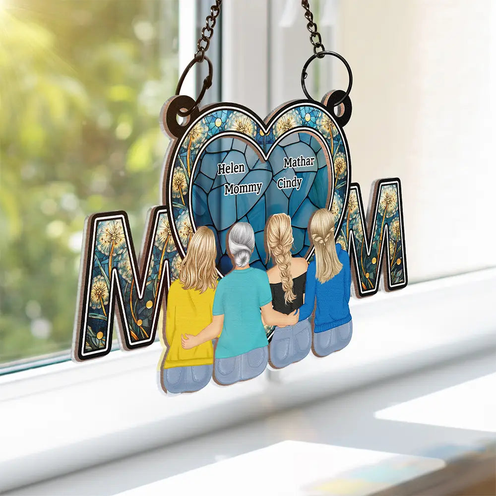 Mom & Daughter Flower - Personalized Window Hanging Suncatcher Ornament