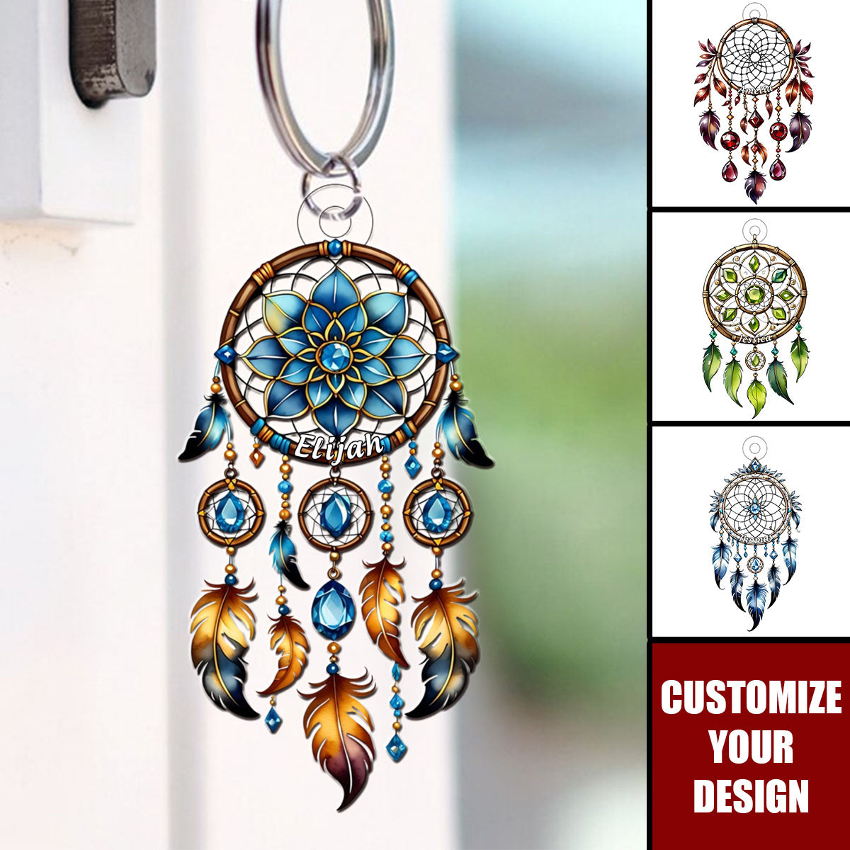 Zodiac Birthstone Dreamcatcher - Personalized Acrylic Keychain