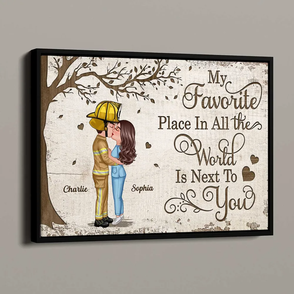 Favorite Place Couple Kissing Couple Gifts by Occupation Gift For Her Gift For Him Firefighter, Nurse, Police Officer Personalized Poster