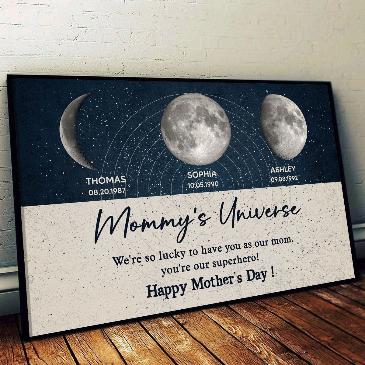 Mommy's Universe Moon Phases Mother's Day Gift Personalized Poster