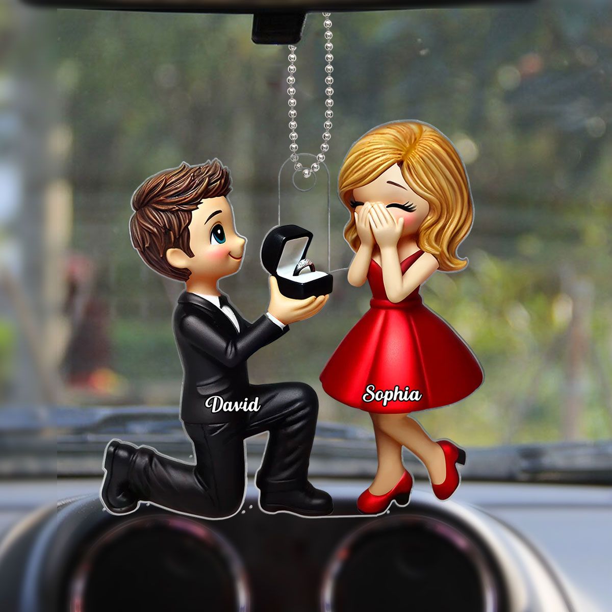 Marriage Proposal Personalized Car Hanger Ornament, Valentine's Day Gift for him, Gift for her