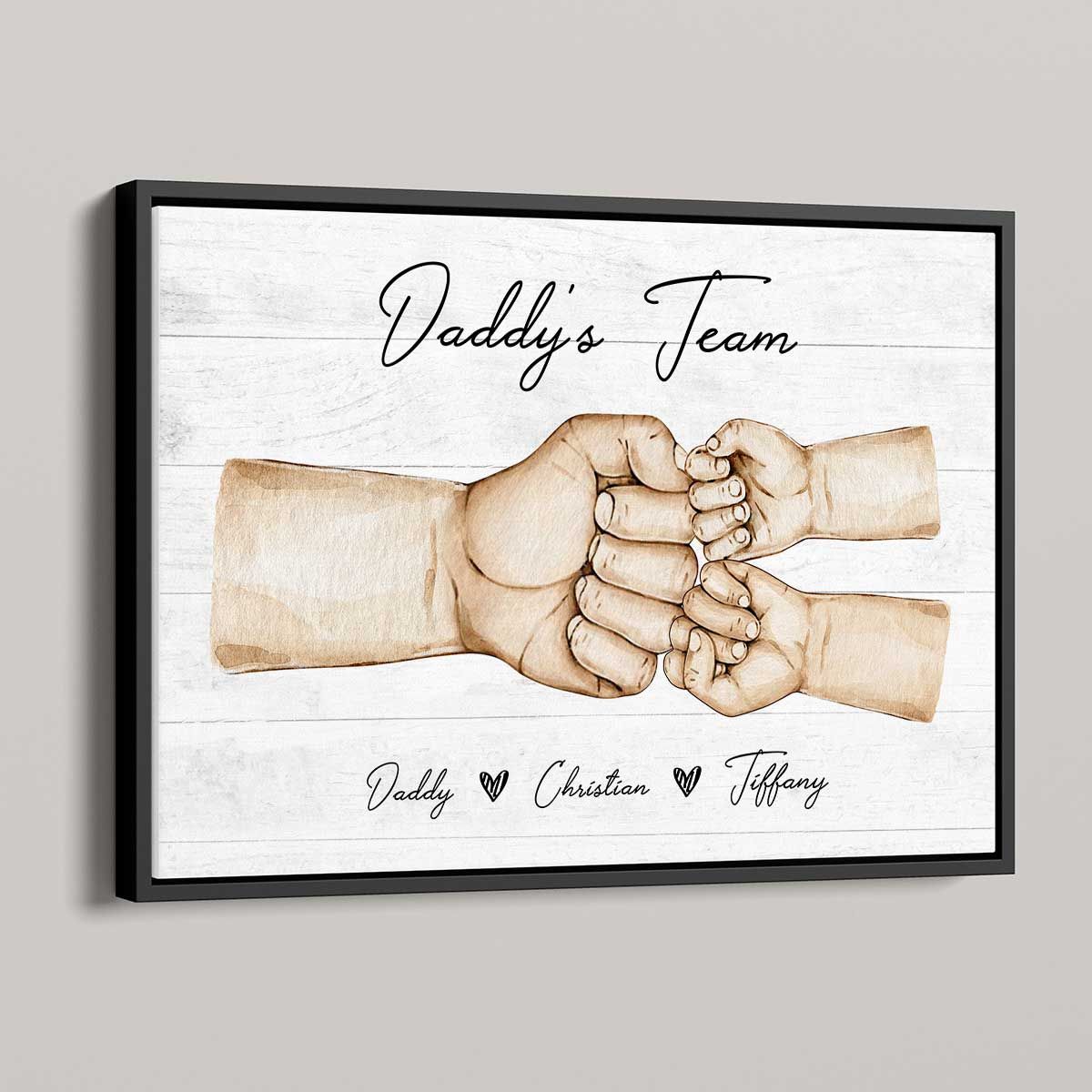 Daddy's Team Fist Bump Personalized Poster