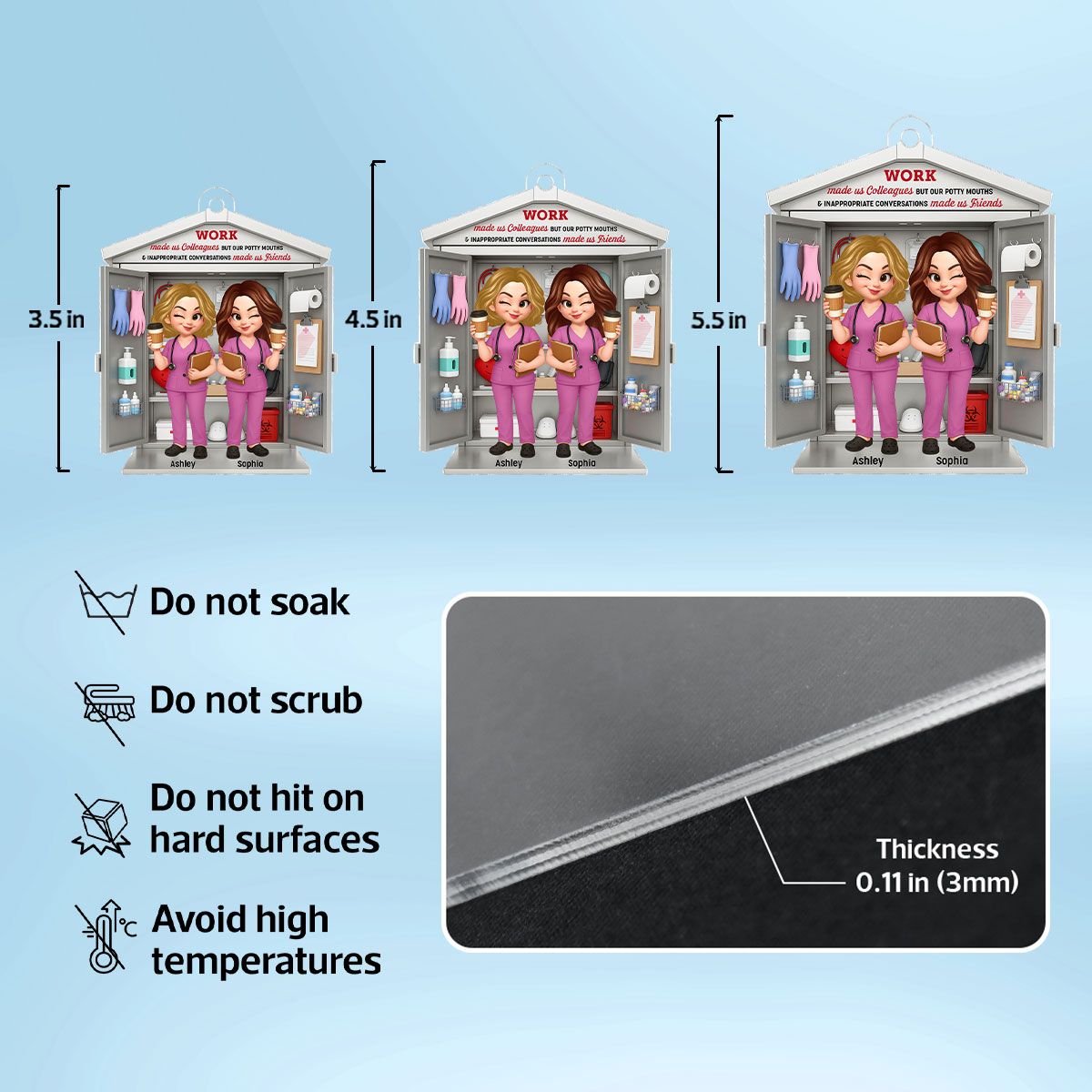 3D Effect Nurse Besties Medical Supplies Cabinet Personalized Acrylic Ornament, Christmas Gift for Coworkers