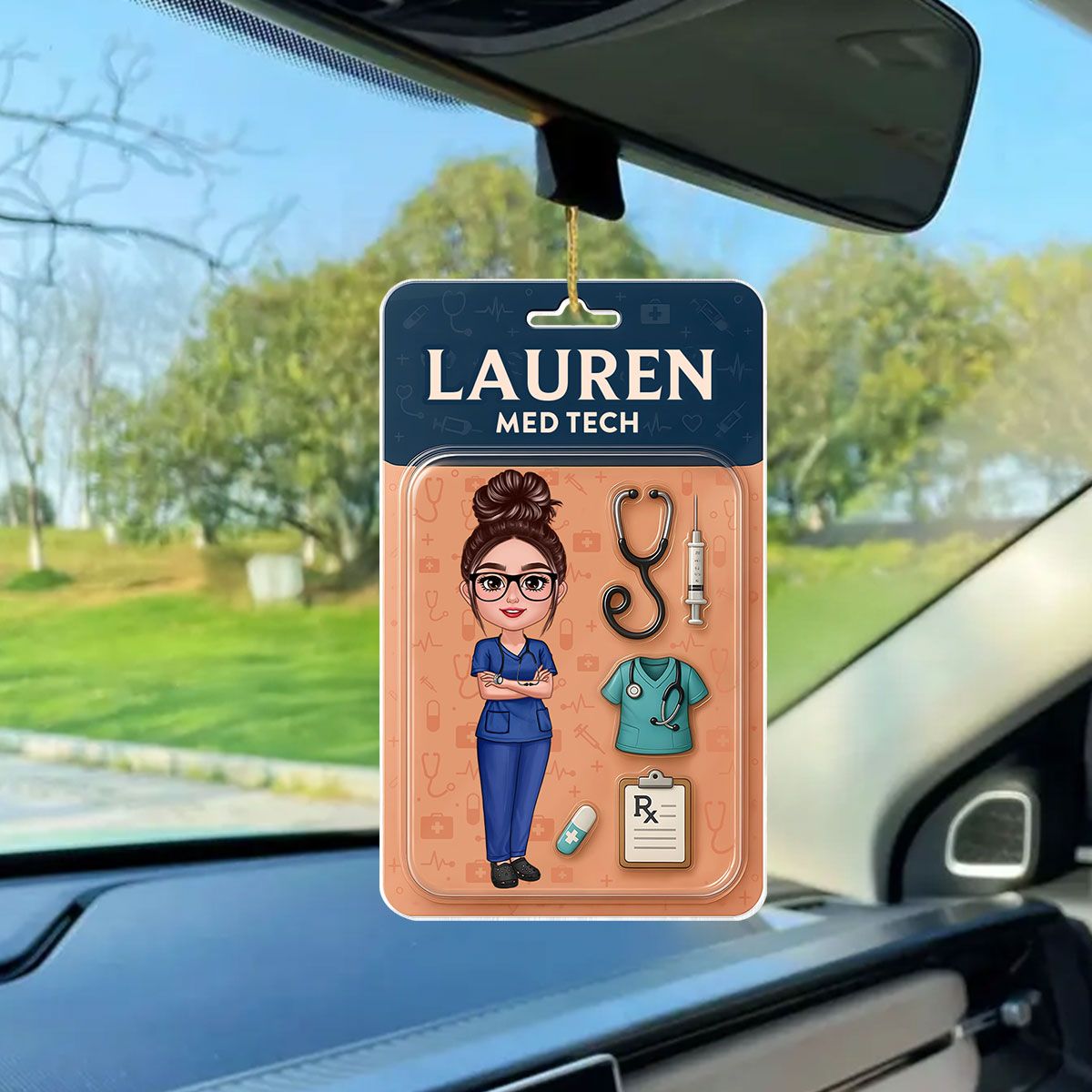Custom Nurse Figure Cute Doll Nurse Personalized Acrylic Car Hanger