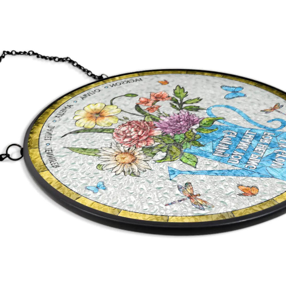 Helping Us Grow - Personalized Stained Glass Window Hanging Suncatcher