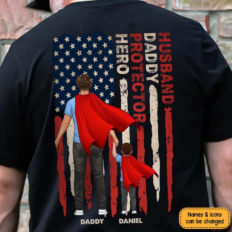 Personalized Gift For Dad Husband Daddy Protector Hero Shirt