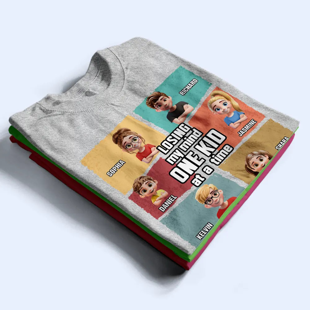Losing My Mind One Kid At A Time Cartoon Story - Personalized T Shirt