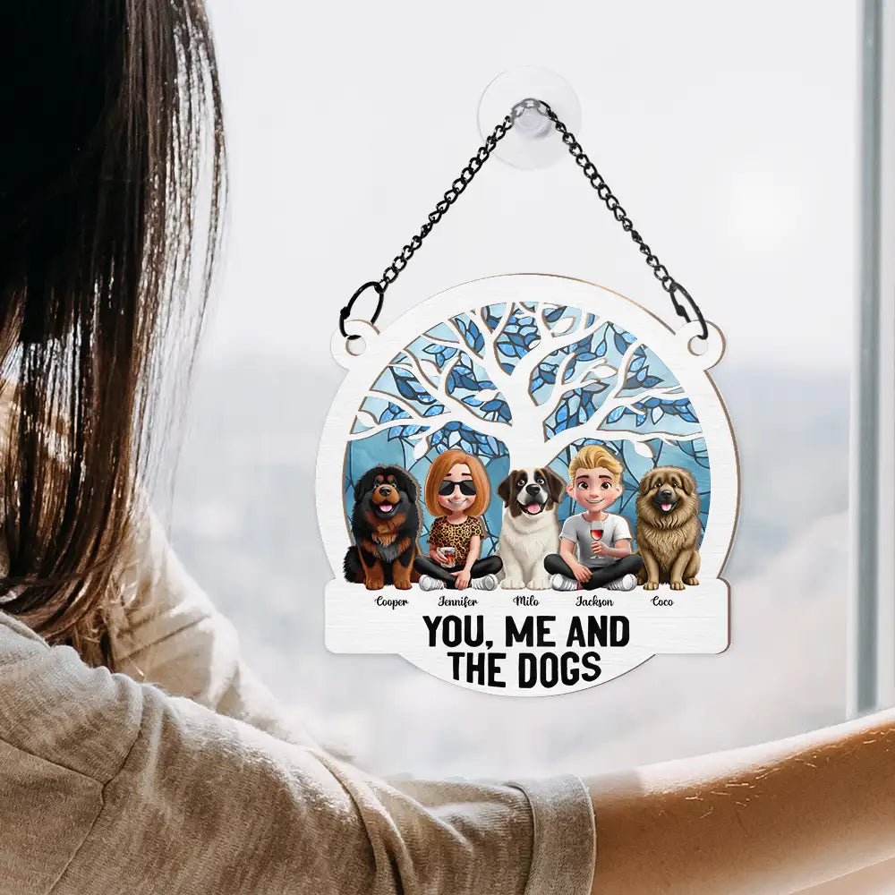 Seasons Of The Year You, Me And The Dog - Personalized Window Hanging Suncatcher Ornament