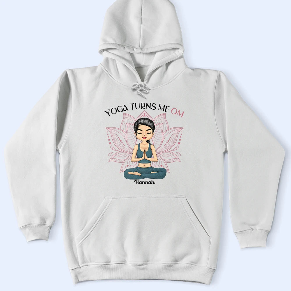 Yoga Turns Me Om - Personalized T Shirt