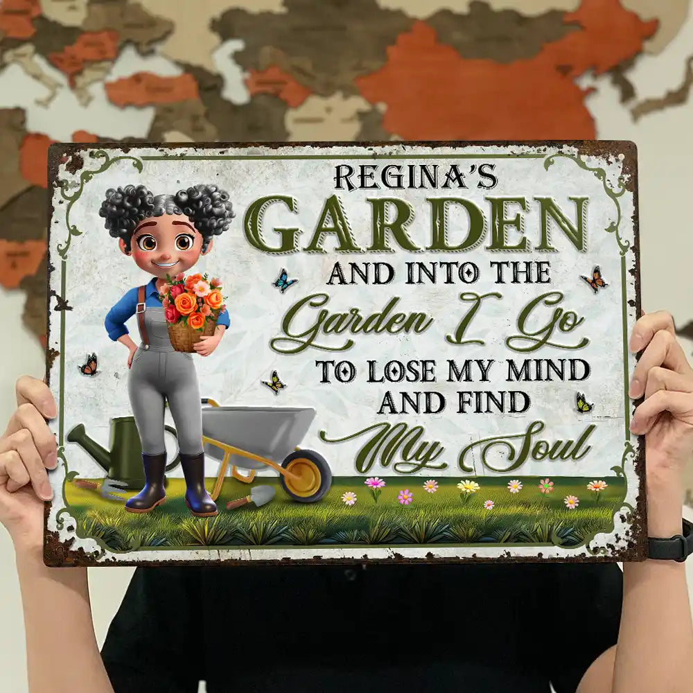 And Into The Garden I Go Gardening Woman - Personalized Classic Metal Signs