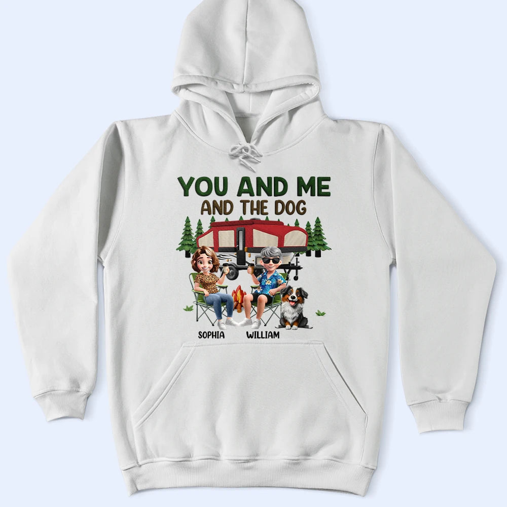 You And Me And The Dogs Camping Cartoon - Personalized T Shirt