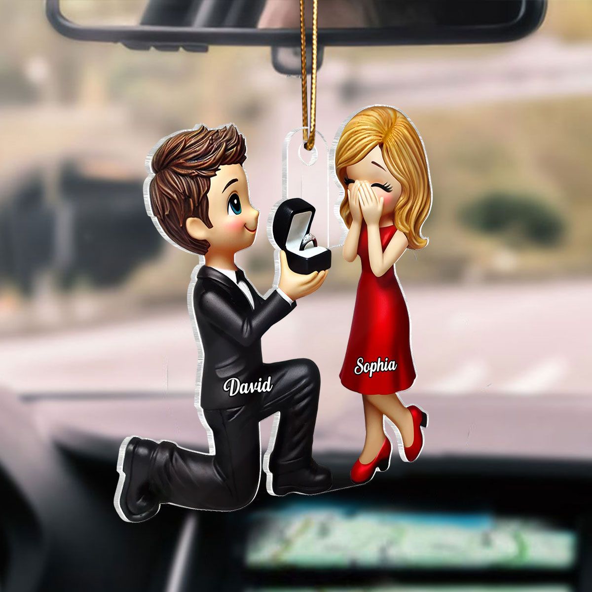 Marriage Proposal Personalized Car Hanger Ornament, Valentine's Day Gift for him, Gift for her