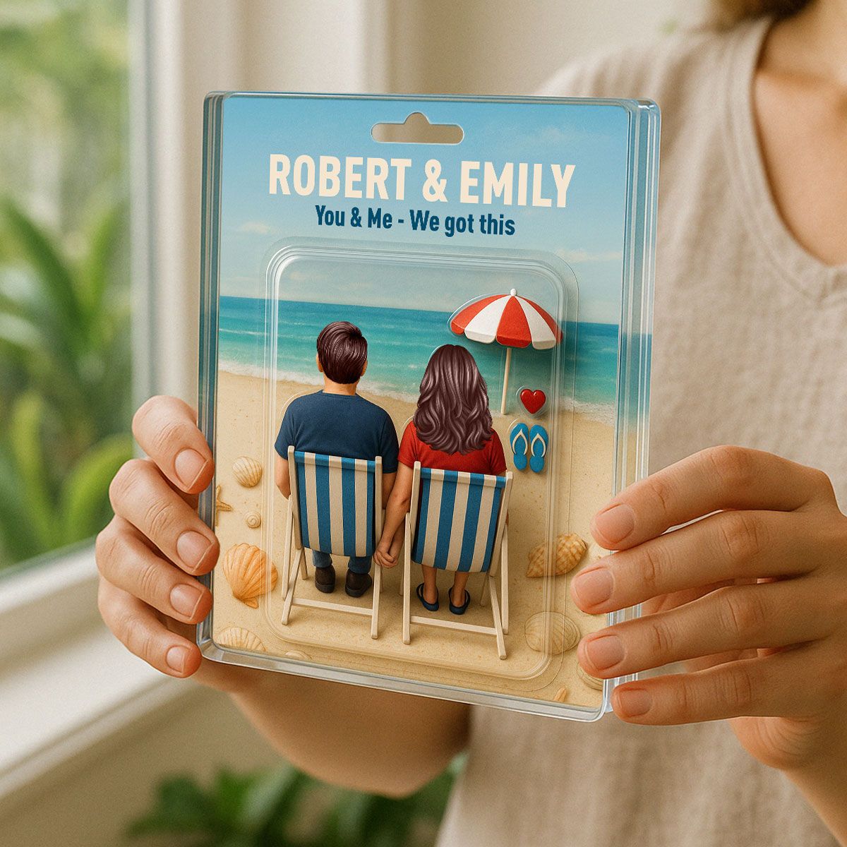 You & Me We Got This Couple At Beach Realistic Figures Style Personalized Acrylic Block Plaque