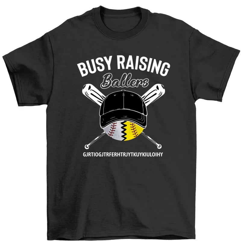 Personalized Dad Baseball Softball Black T Shirt