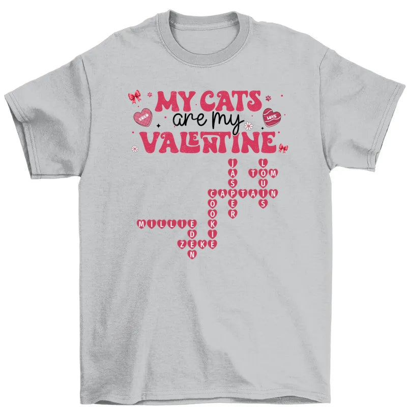 My Dogs Cats Are My Valentine Crossword Puzzle Art Valentine's Day Gift For Pet Lover Personalized Shirt