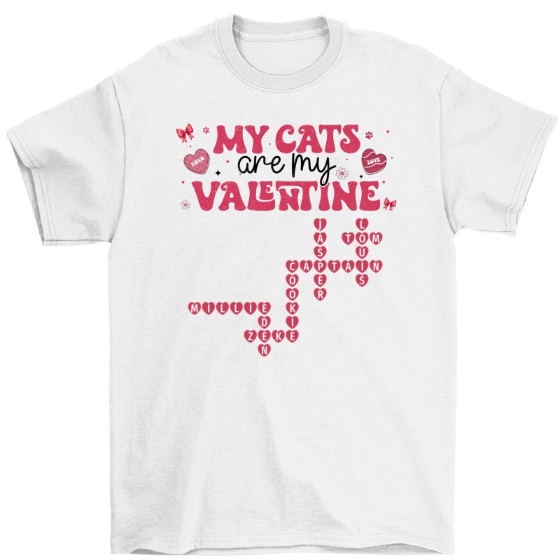 My Dogs Cats Are My Valentine Crossword Puzzle Art Valentine's Day Gift For Pet Lover Personalized Shirt