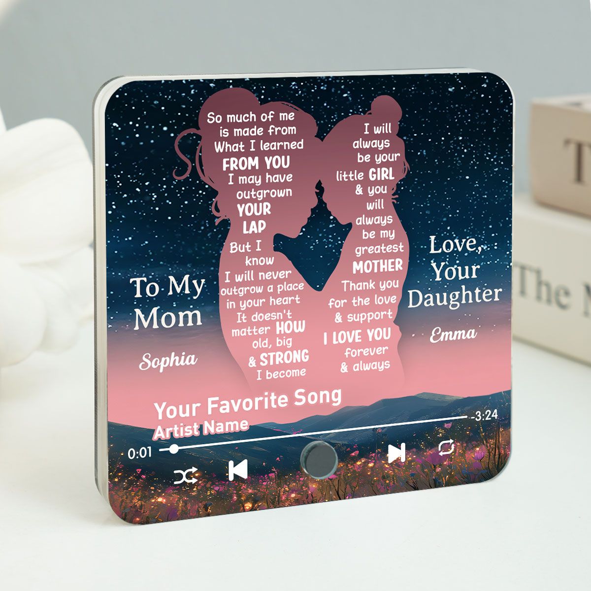 Mom Thank You For The Love & Support Our Song Gift From Daughter Personalized Music Fridge Magnet
