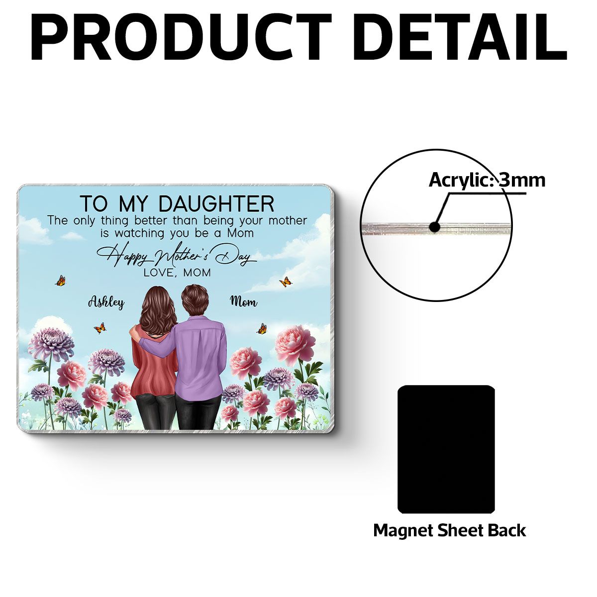 To My Daughter From Mom Happy Mother's Day Birth Flower Personalized Acrylic Fridge Magnet, Mother's Day Gift For Daughter