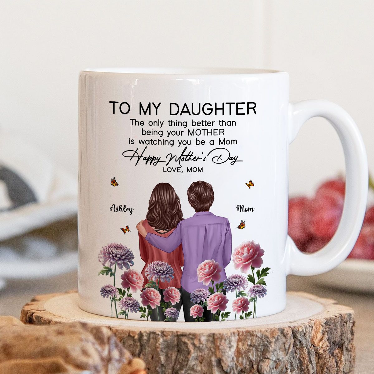 To My Daughter From Mom Happy Mother's Day Birth Flower Personalized Mug, Mother's Day Gift For Daughter