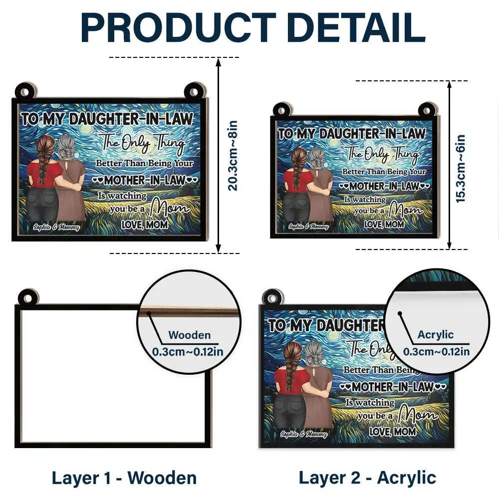 Watching You Being A Mom Mother To Daughter Starry Night - Personalized Window Hanging Suncatcher Ornament