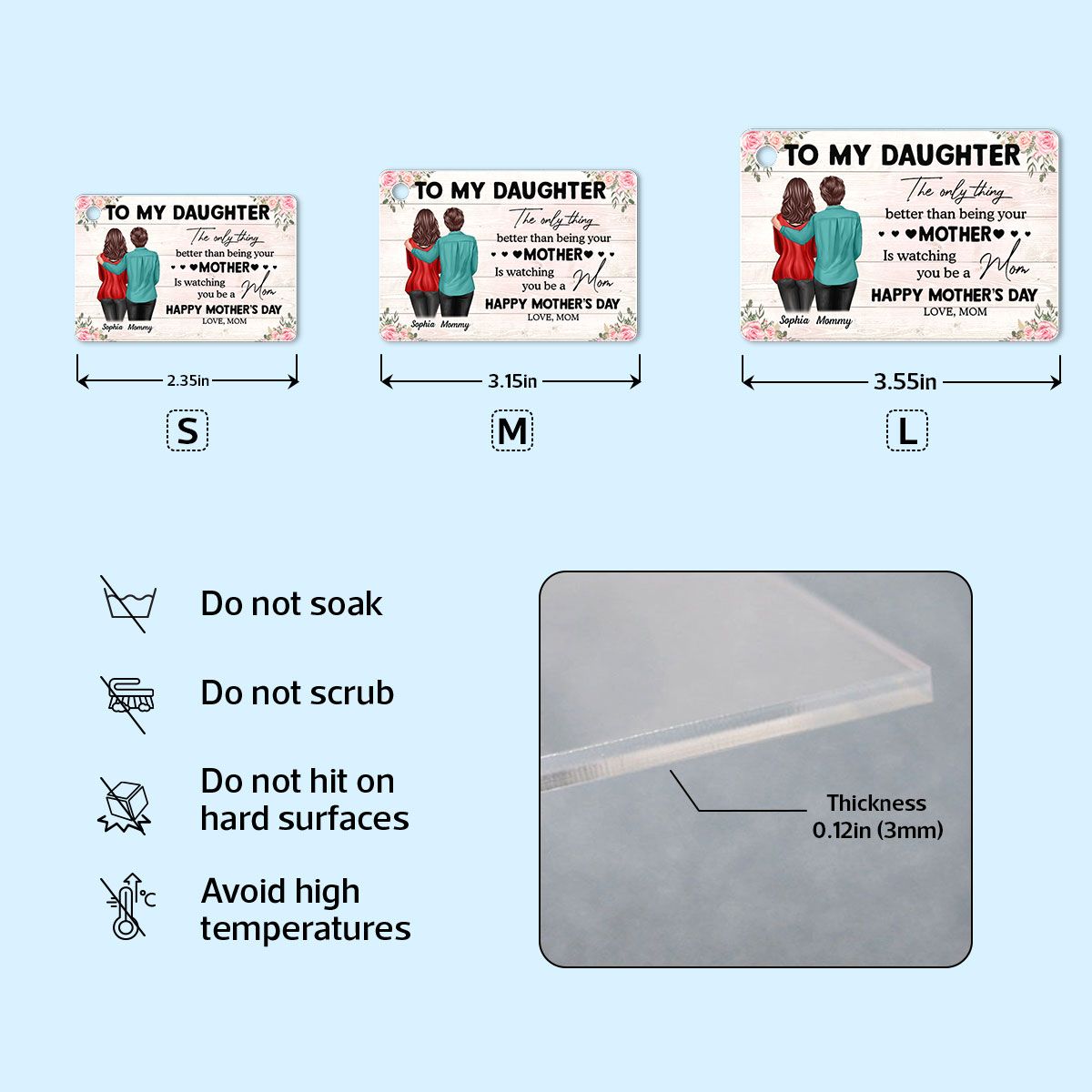 To My Daughter From Mom Happy Mother's Day Personalized Acrylic Keychain, Mother's Day Gift For Daughter