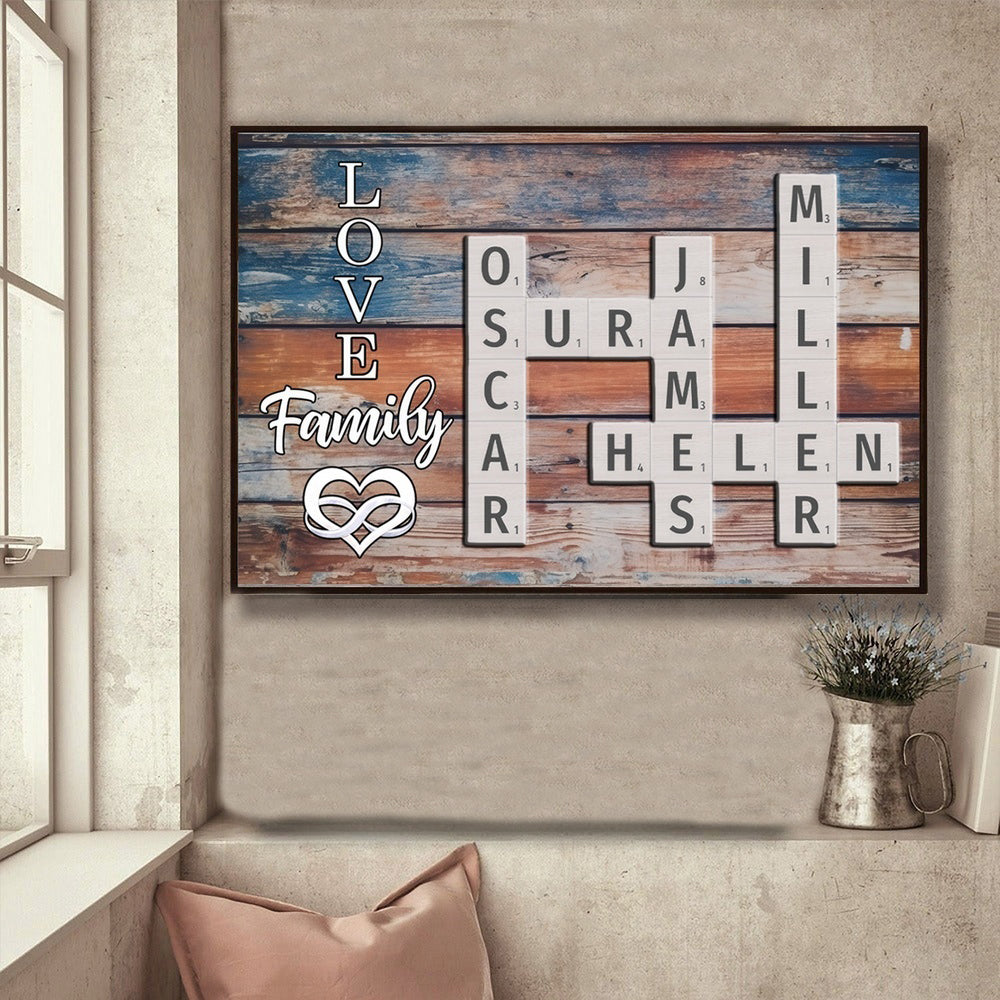 Personalized Family Crossword Art - Created In A Moment, Treasured Forever Canvas