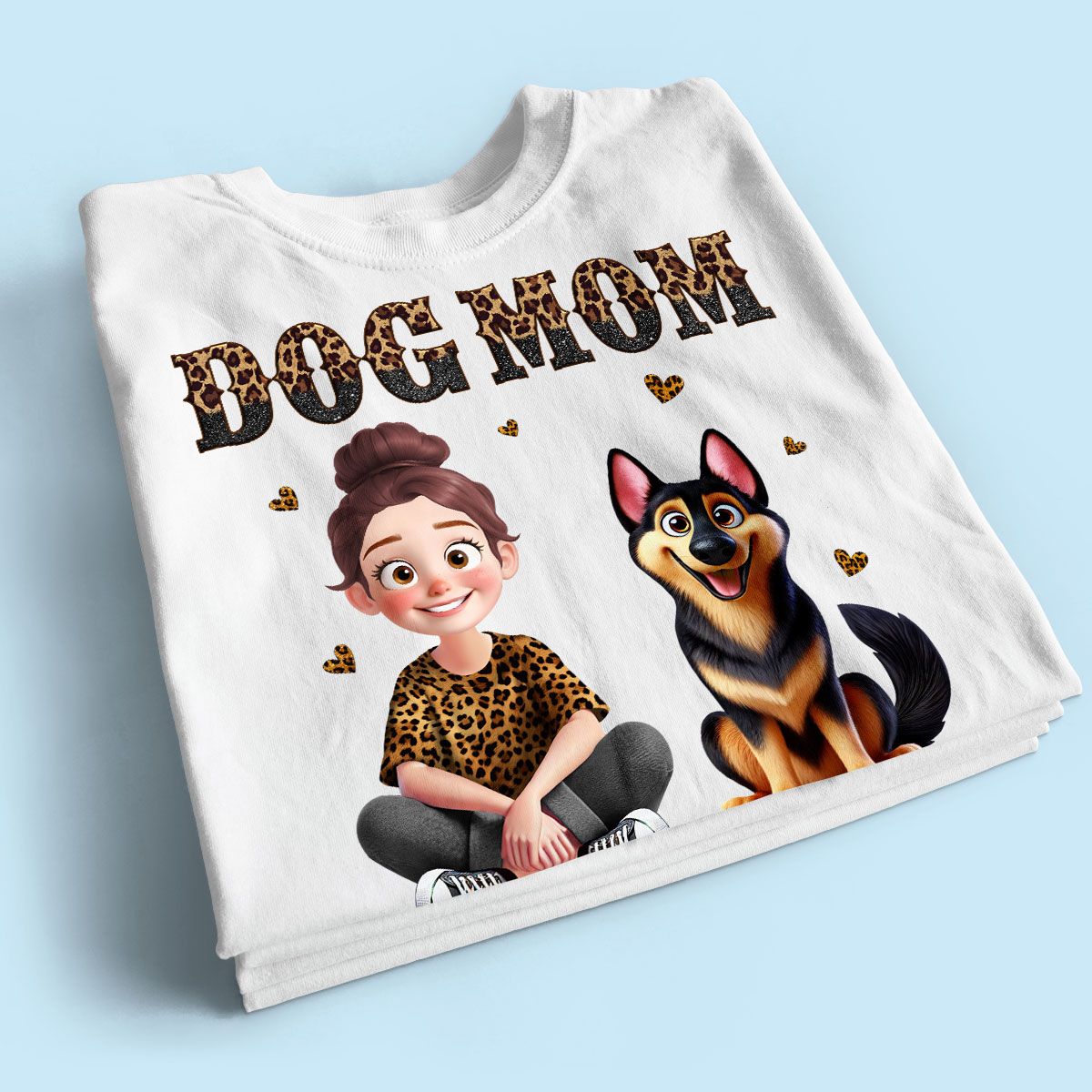 Leopard Dog Mom Animation Cartoon Personalized Shirt, Gift For Dog Lovers