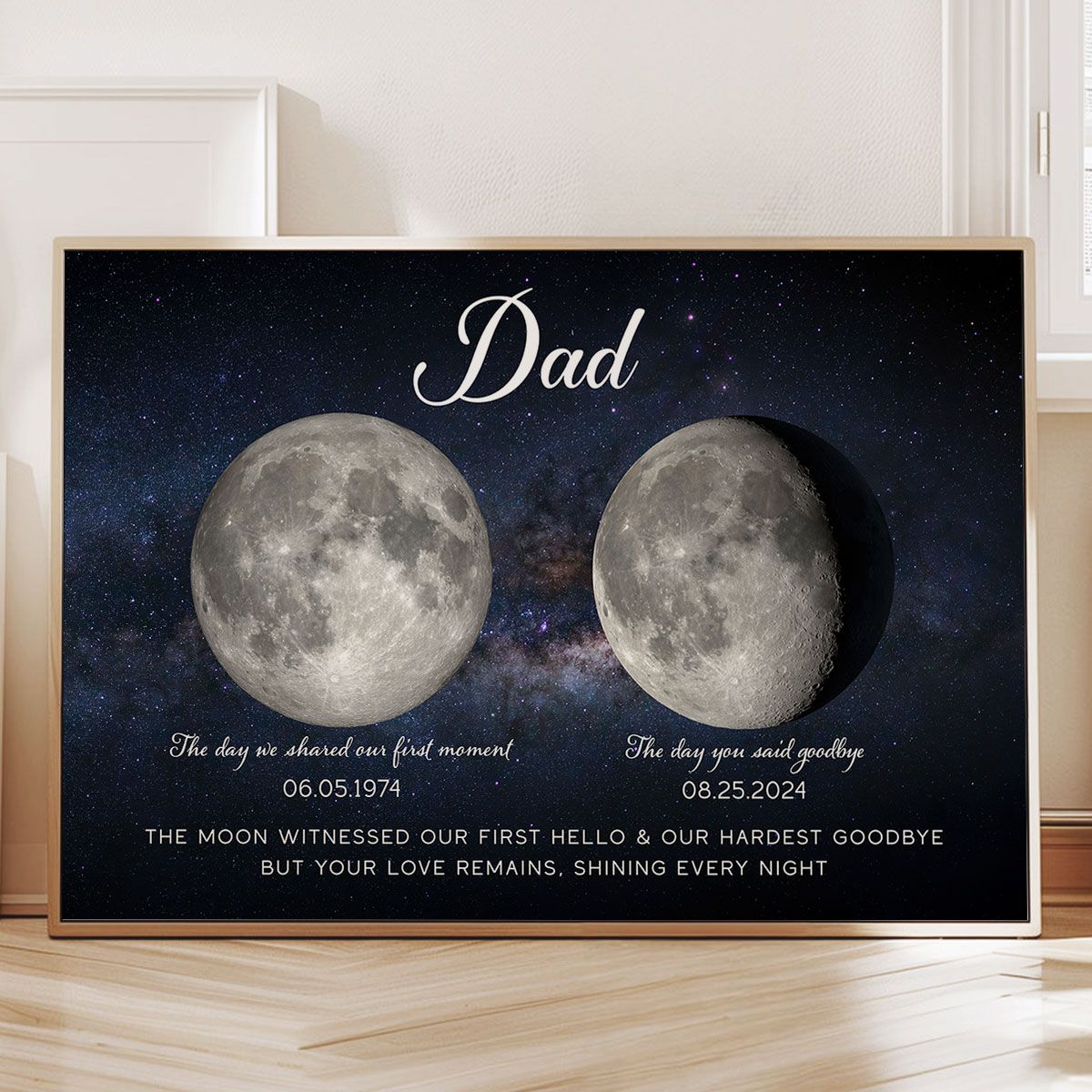The Moon Witnessed Our First Hello And Our Hardest Goodbye Memorial Moon Phase Personalized Canvas