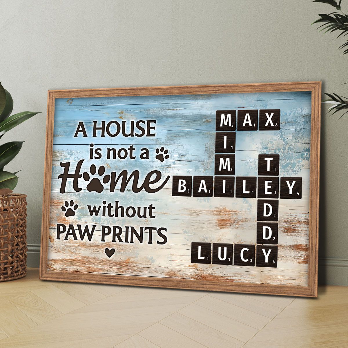 Home With Paw Prints Pet Crossword Puzzle Art Personalized Canvas
