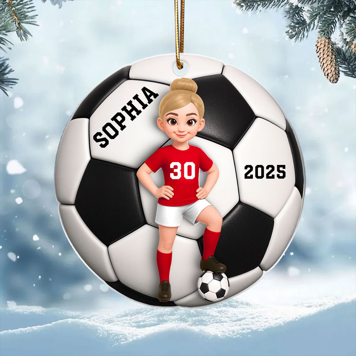 Soccer Girl Boy 3D Effect - Personalized Acrylic Ornament