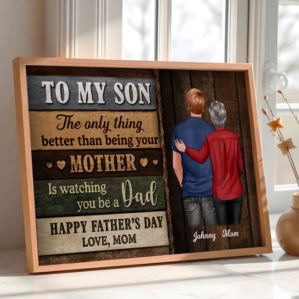 Colored Wood Pallets To My Son Happy Father's Day Personalized Canvas, Heartfelt Father's Day Gift For Son