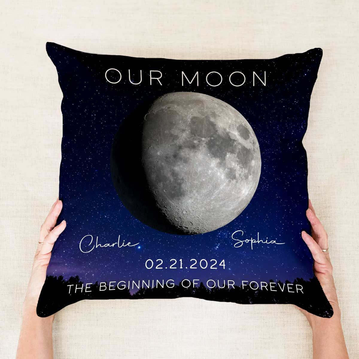 Our Moon Couple Gift Moon Phase Art Anniversary Gift For Him Gift For Her Personalized Pillow