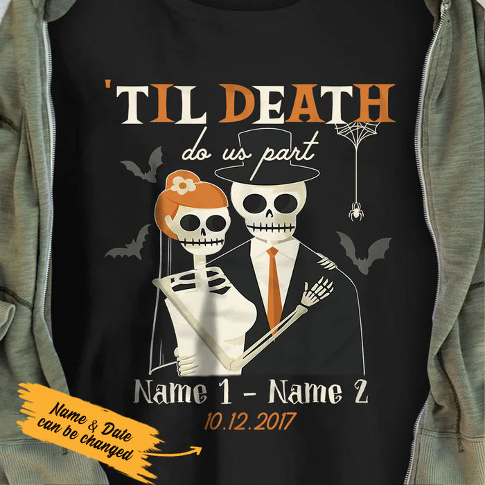 Personalized Halloween Skull Couple T Shirt