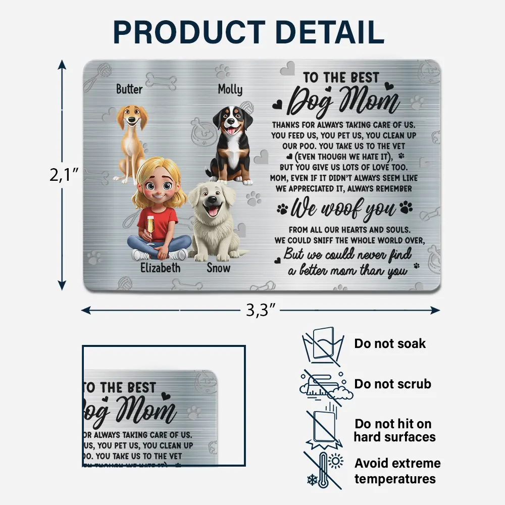 I Could Never Find A Better Dog Mom Than You 3D Effect - Personalized Aluminum Wallet Card
