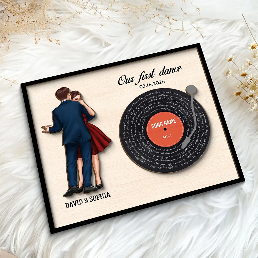 Couple Dancing Song Lyrics Personalized 2-Layered Wooden Plaque, Heartfelt Soul Connecting Personalized Gift For Couple, For Him, For Her