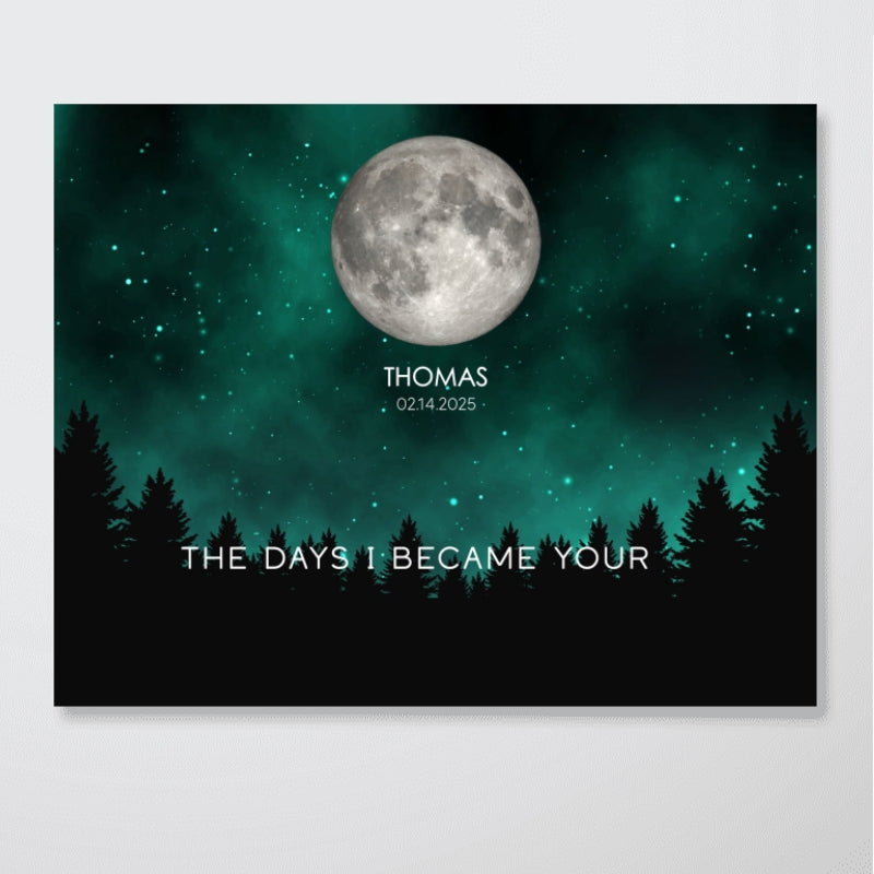 Galaxy Night The Days You Became Our Mom Birthday Moon Phase Personalized Canvas, A Heartfelt Gift for Mom’s Birthday, Mother’s Day, or Just Because
