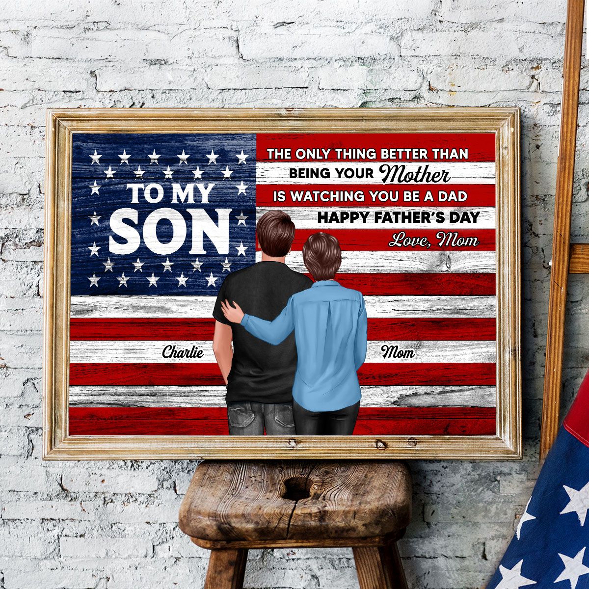 Nation Flag To My Son Happy Father's Day Personalized Canvas, Heartfelt Father's Day Gift For Son