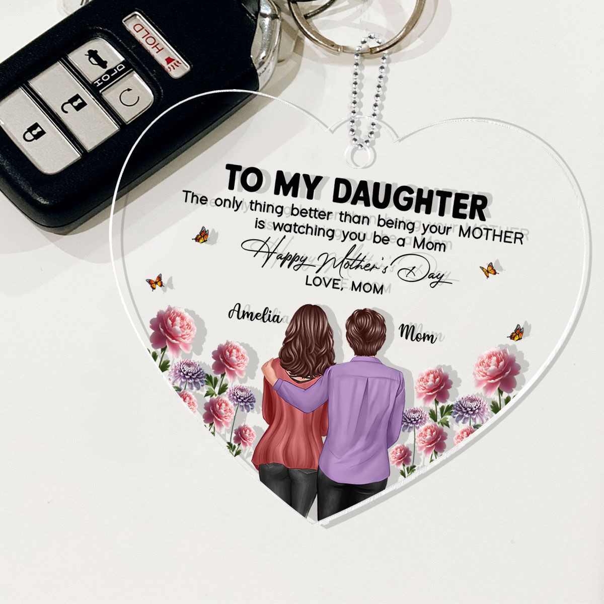 To My Daughter From Mom Happy Mother's Day Birth Flower Personalized Car Ornament, Mother's Day Gift For Daughter