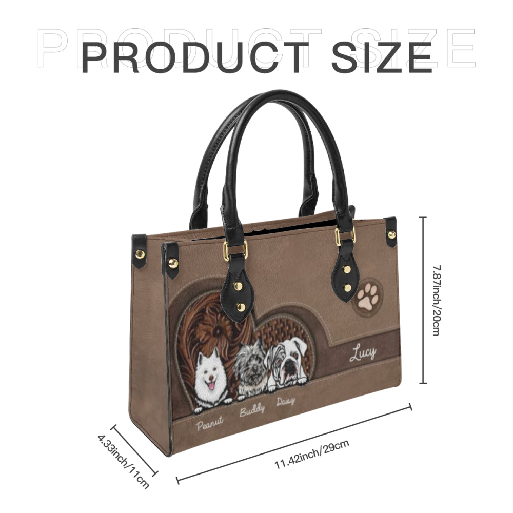 Dog Personalized Leather Handbag, Personalized Gift for Dog Lovers, Dog Dad, Dog Mom