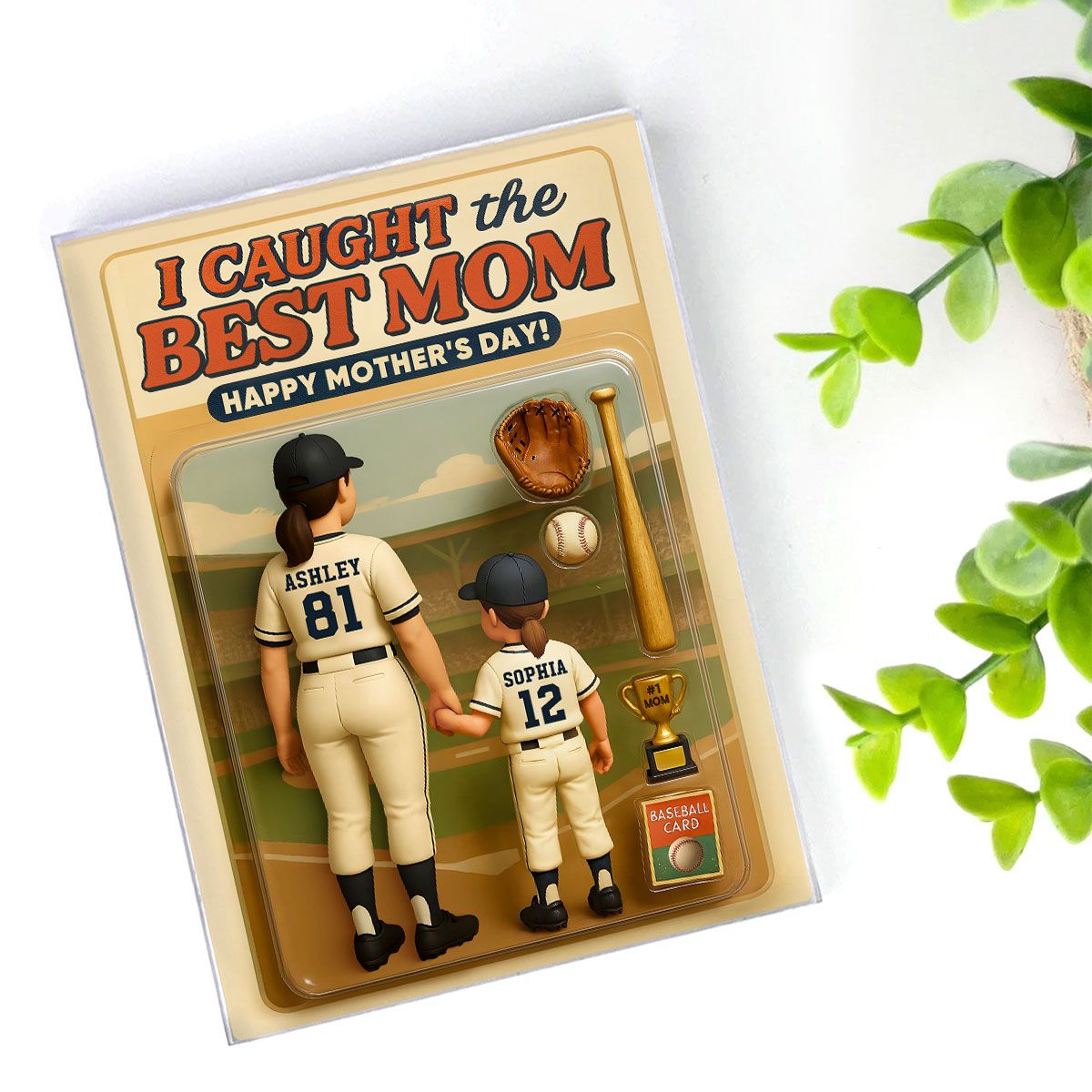 We Caught the Best Mom Baseball Custom Figure Personalized Acrylic Block Plaque, Mother's Day Gift for Mom, Gift for Wife