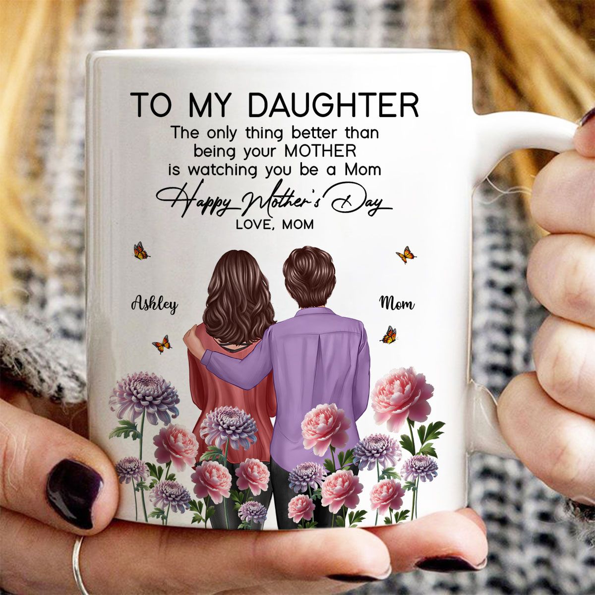 To My Daughter From Mom Happy Mother's Day Birth Flower Personalized Mug, Mother's Day Gift For Daughter
