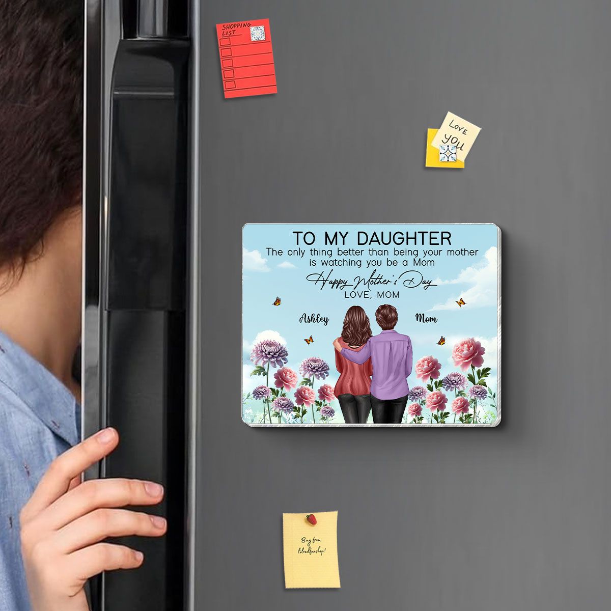 To My Daughter From Mom Happy Mother's Day Birth Flower Personalized Acrylic Fridge Magnet, Mother's Day Gift For Daughter