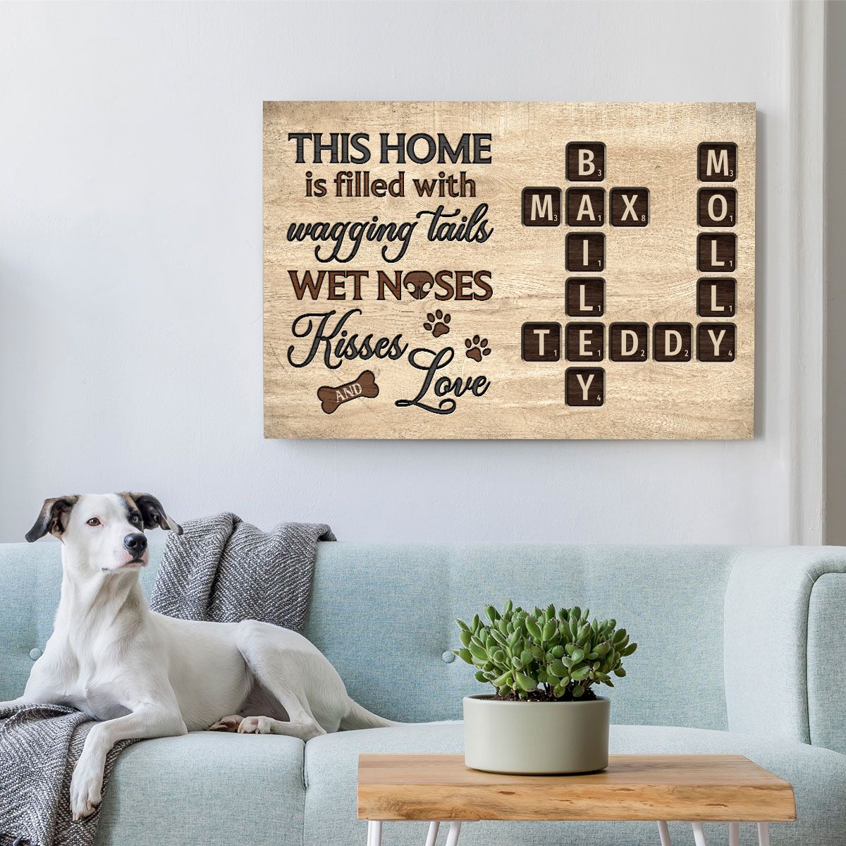 Pet Lover Home Decor Home With Paw Prints Crossword Puzzle Art Personalized Canvas