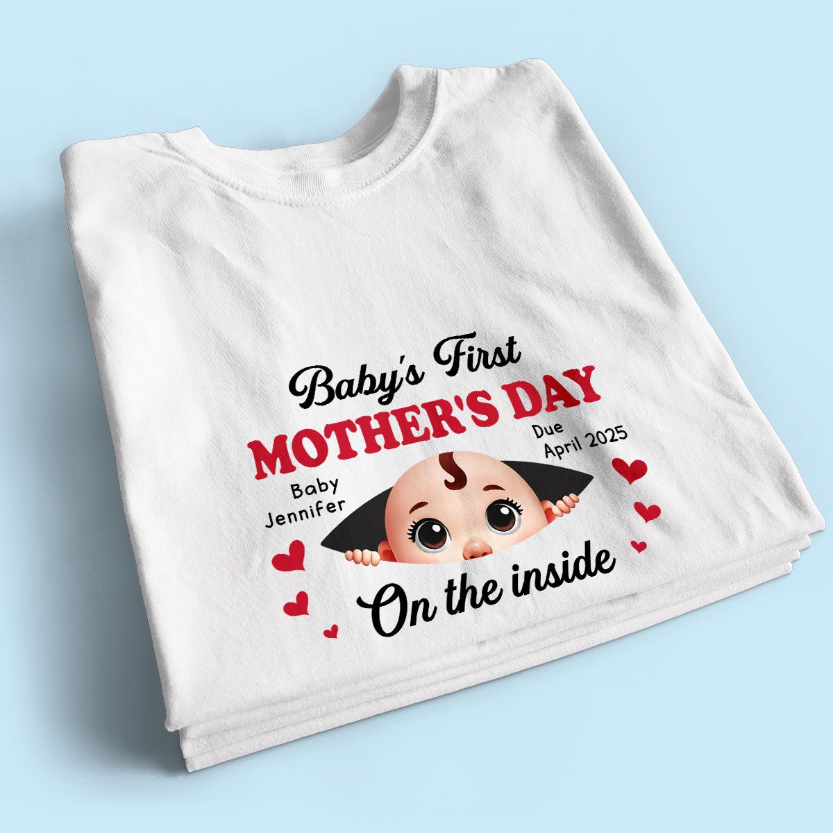 Baby First Mother's Day On The Inside Personalized Shirt, Custom Pregnancy Reveal Shirt, Mother's Day Gift For Expecting Moms