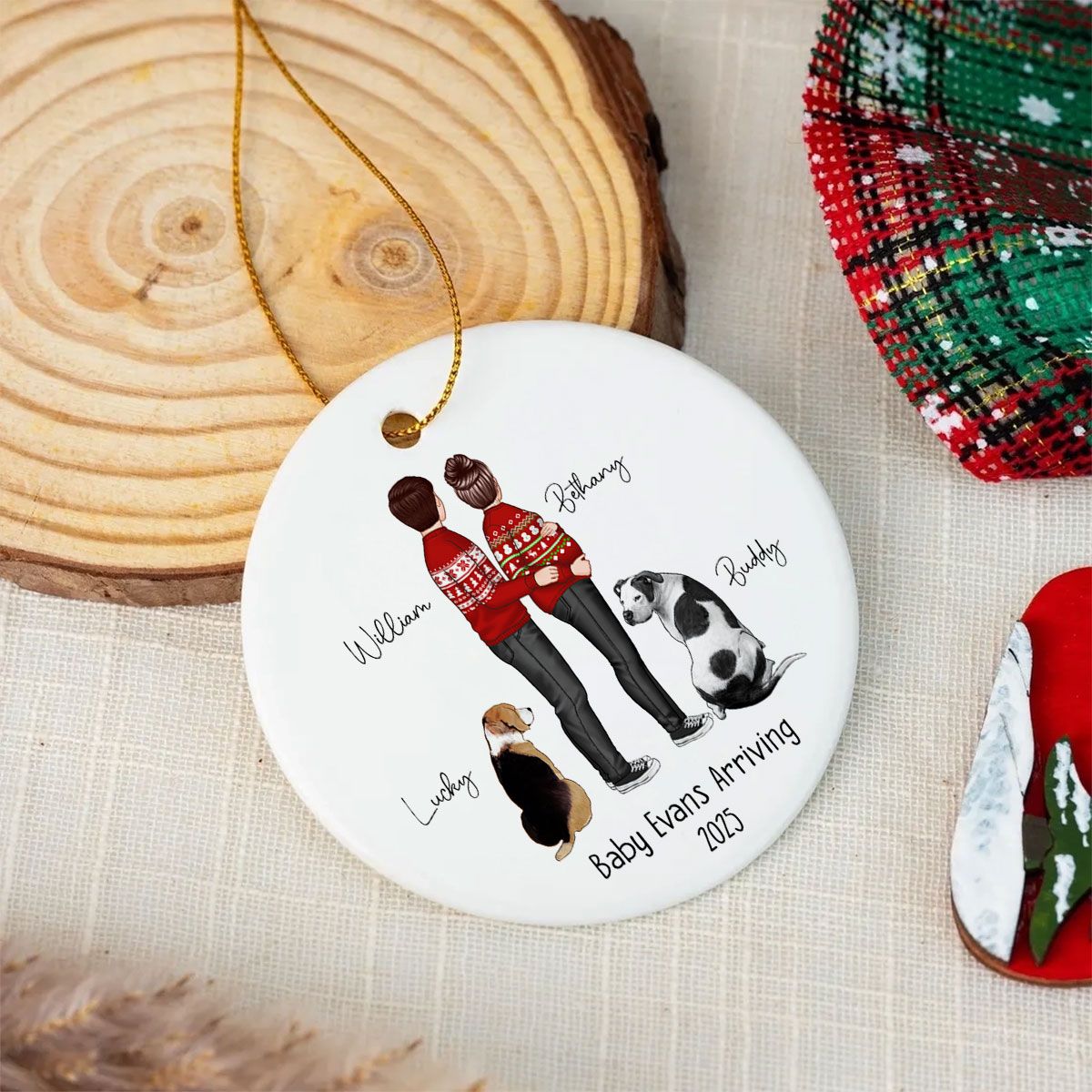 Custom Maternity Ornament, Personalized Expectant Parents, Pregnancy Announcement